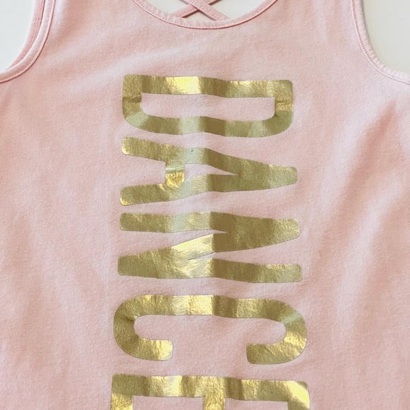 Gold 'DANCE' Print, The Children's Place Pink Tank Top with Cross-back Girls 4T - Picture 3 of 5
